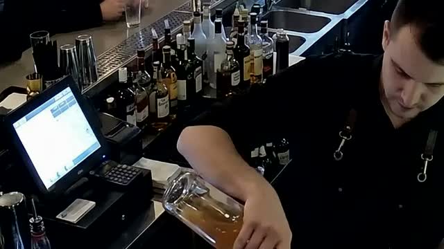 POS terminal camera view of bar service